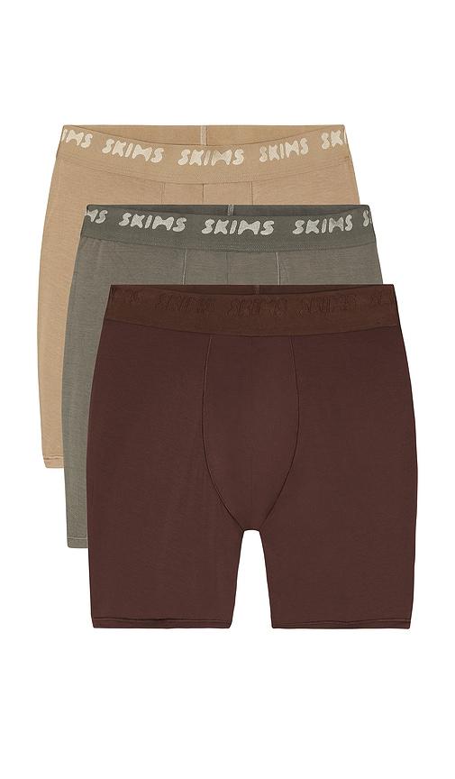 SKIMS Stretch 5 Boxer Brief 3-Pack in Brown by SKIMS