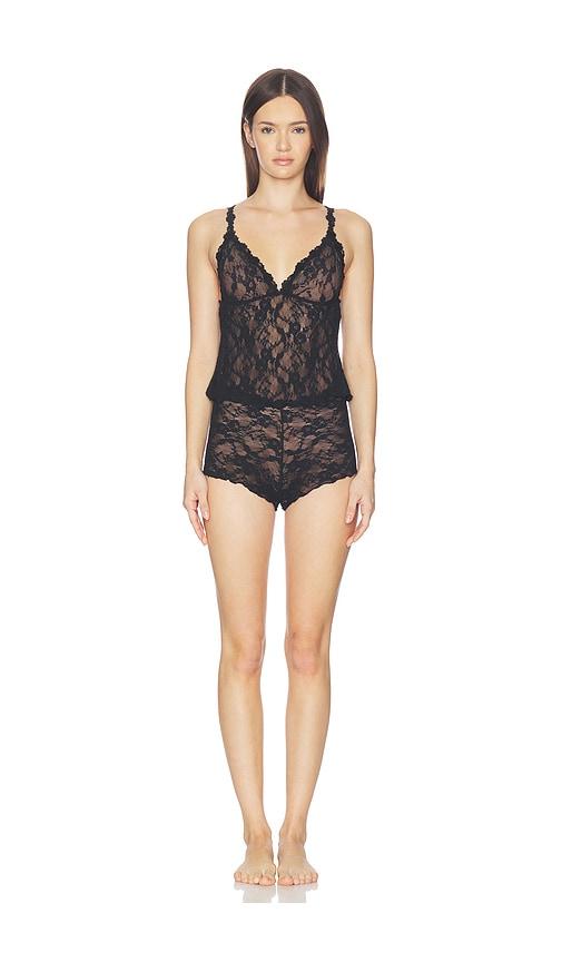 SKIMS Stretch Lace Triangle Cami And Short Set in Black by SKIMS