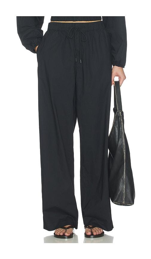 SKIMS Swiss Cotton Sateen Oversized Drawstring Pant in Black by SKIMS