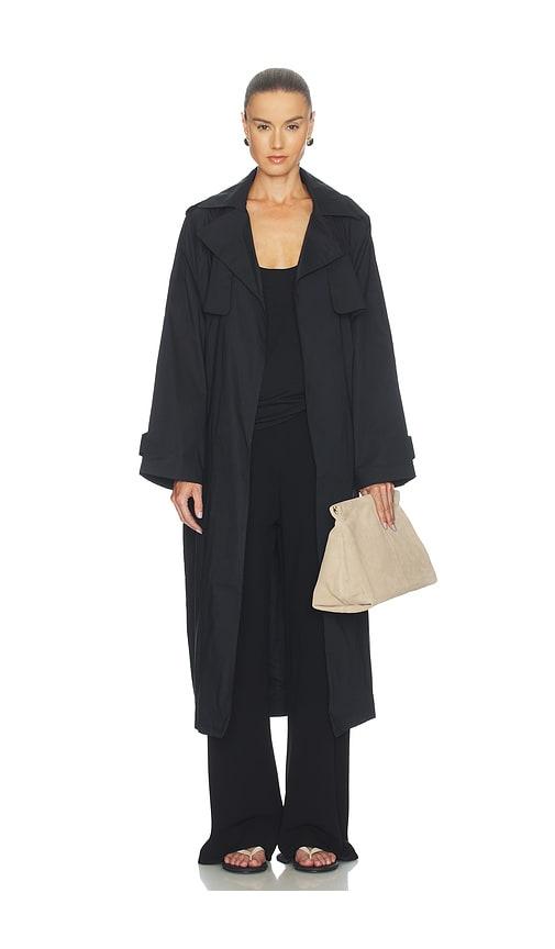 SKIMS Swiss Cotton Sateen Trench Coat in Black by SKIMS