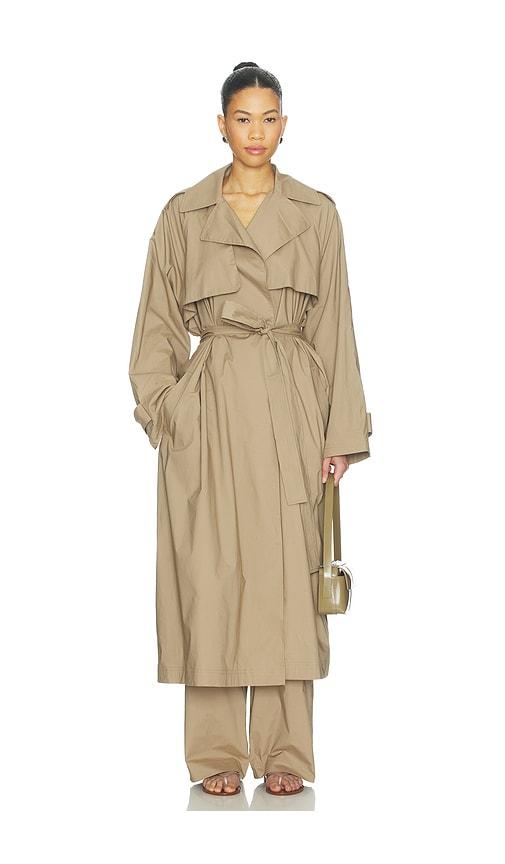 SKIMS Swiss Cotton Sateen Trench Coat in Brown by SKIMS