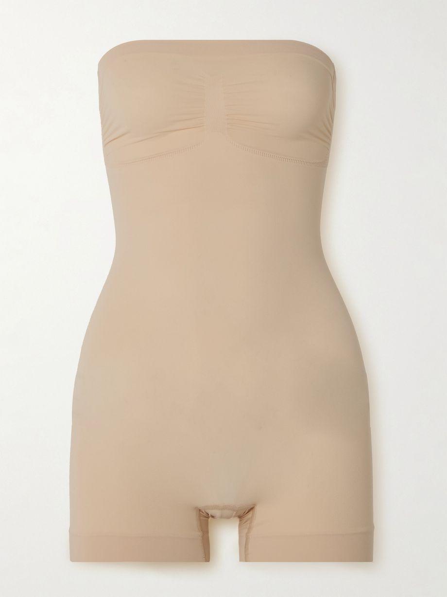 Seamless Sculpt Strapless Shortie Bodysuit - Clay by SKIMS