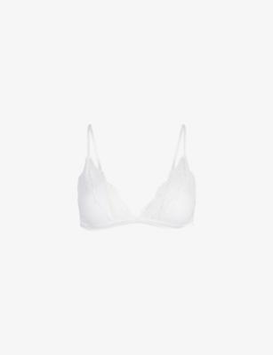 Sheer Cotton Lace-Trim Woven Triangle Bralette by SKIMS