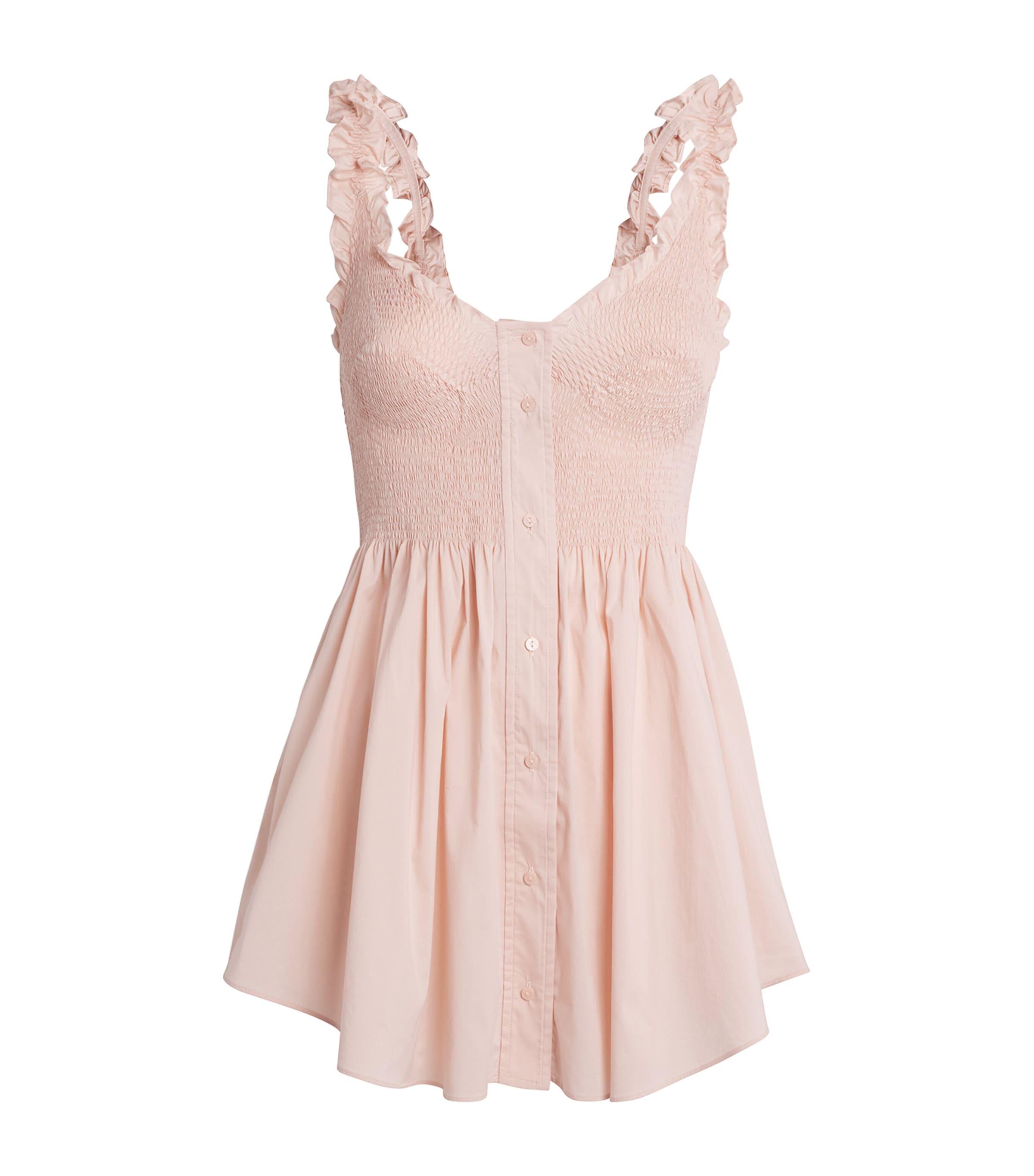 Skims Cotton-Blend Smocked Mini Dress by SKIMS