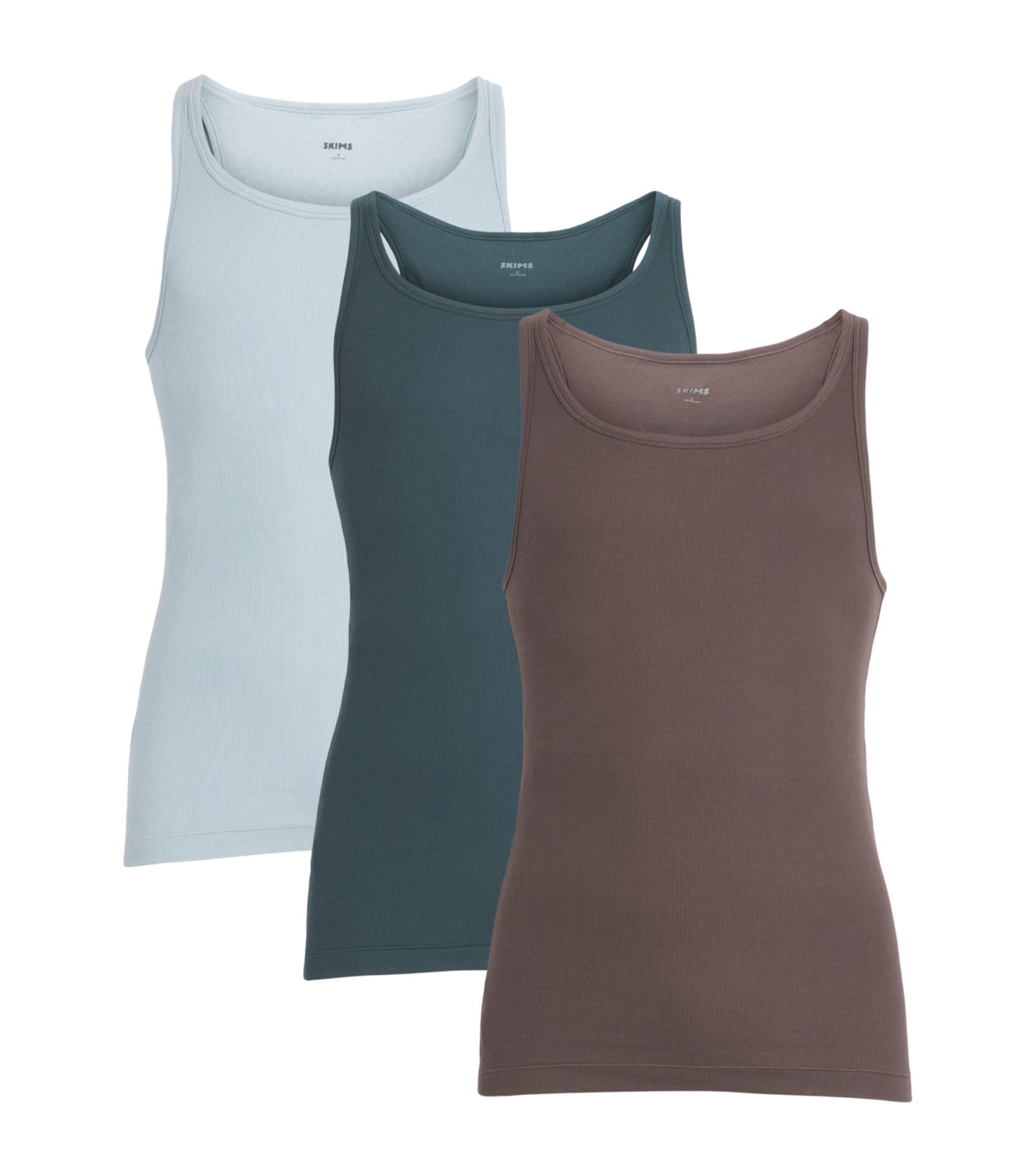 Skims Cotton Ribbed Vests (Pack of 3) by SKIMS