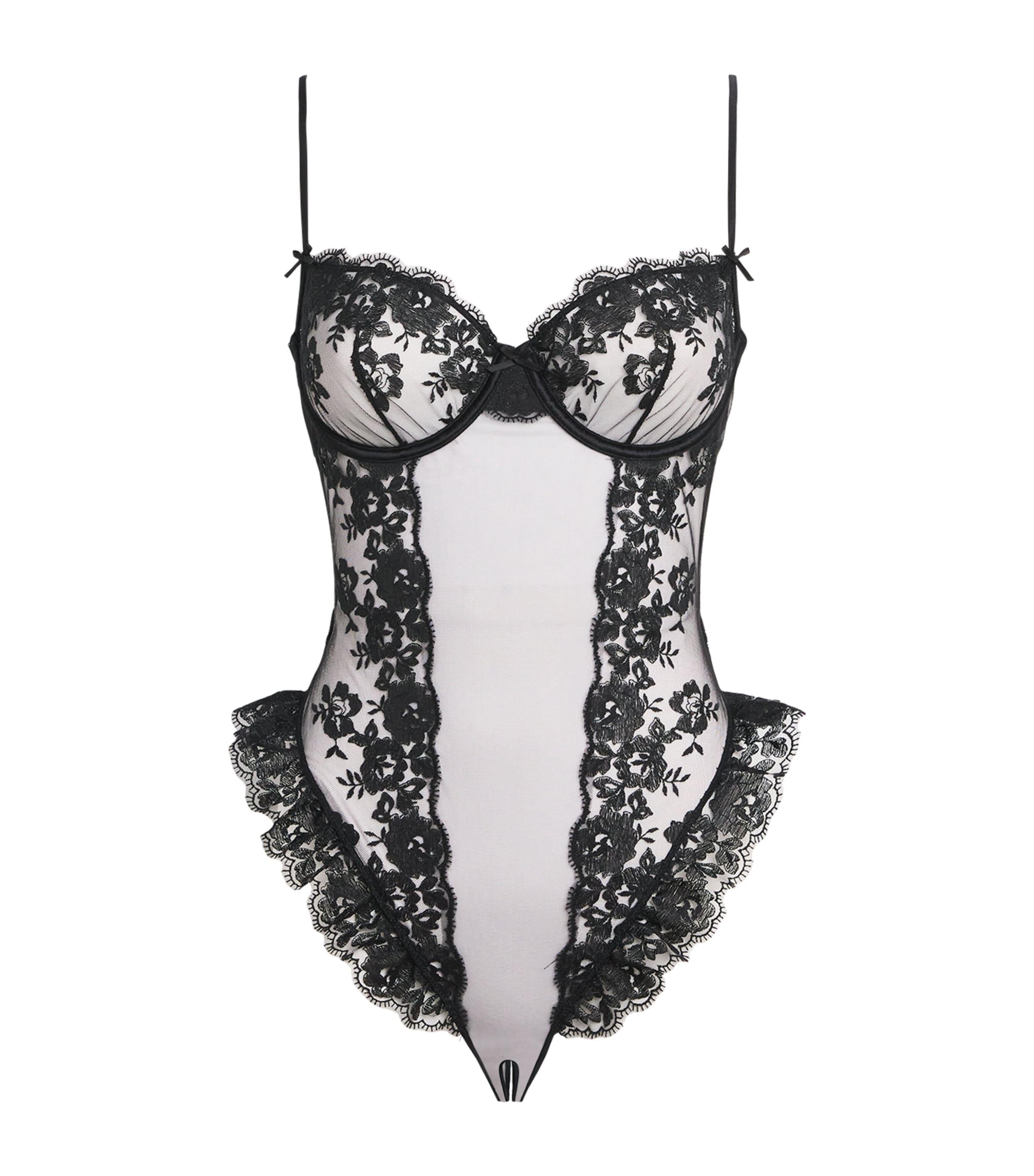 Skims Lace Demi Crotchless Teddy by SKIMS
