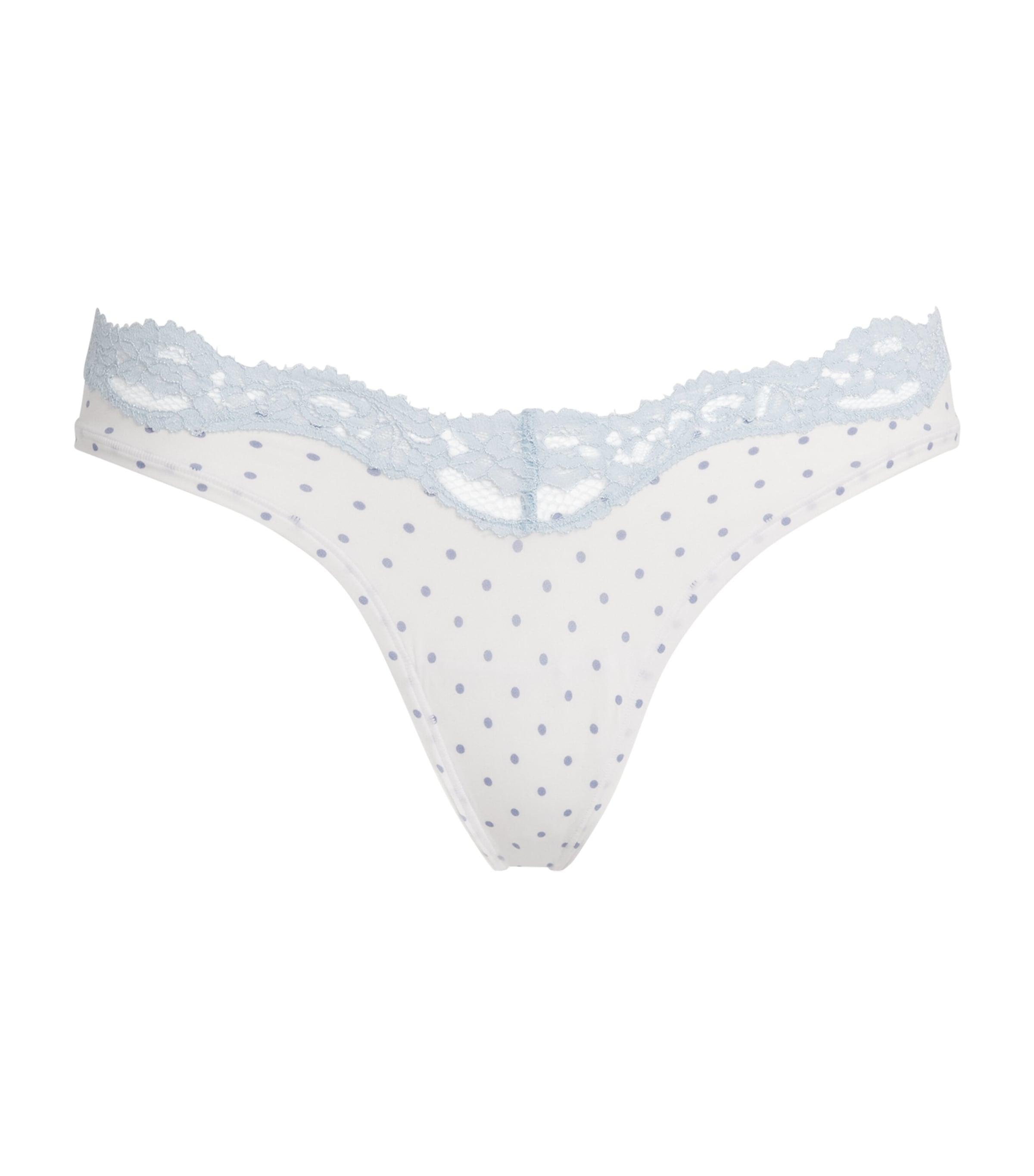 Skims Lace-Trim Fits Everybody Dipped Thong by SKIMS