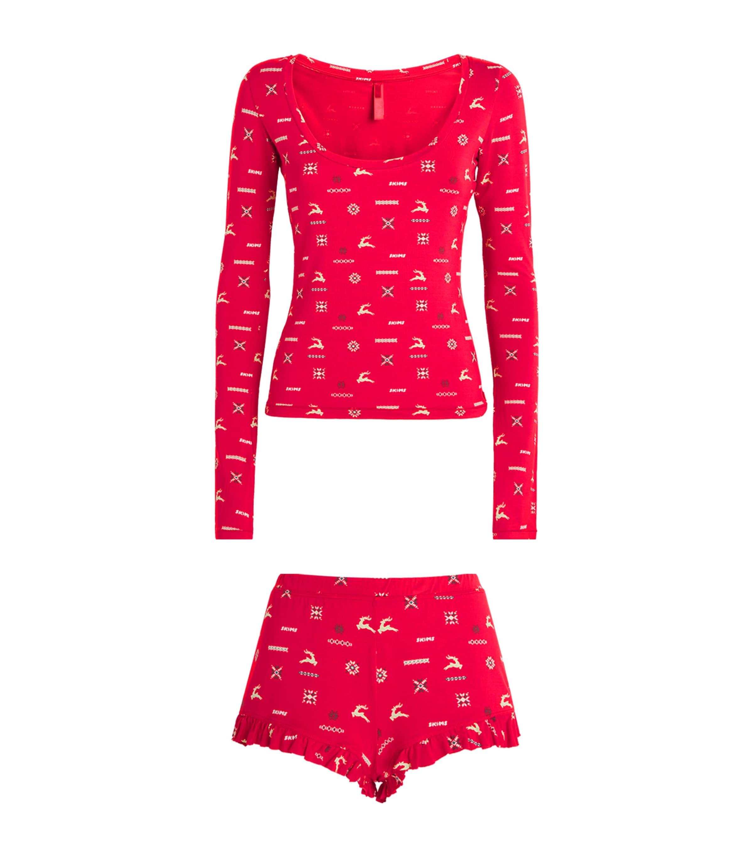 Skims Modal-Blend Festive Print Pyjama Top by SKIMS