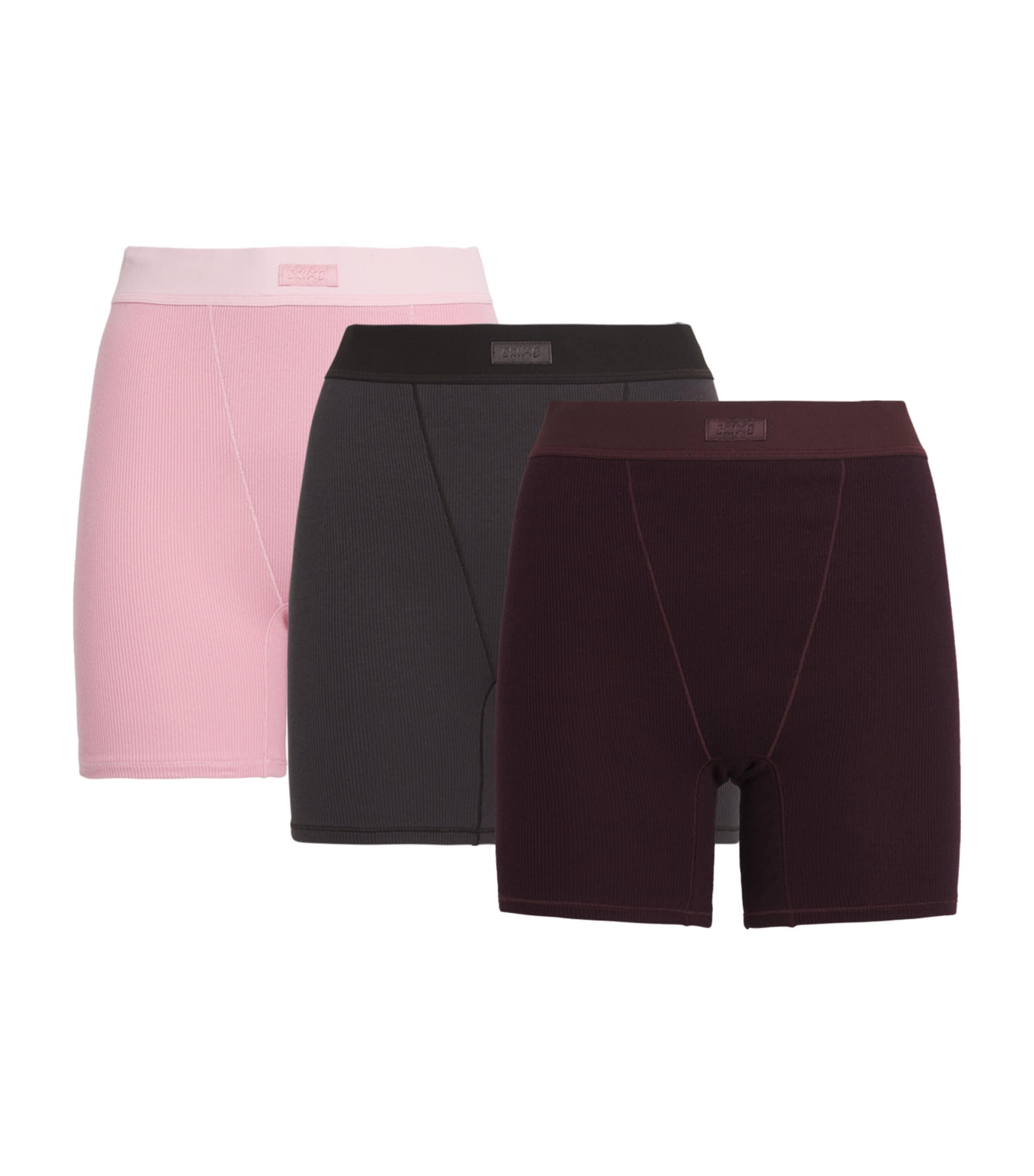 Skims Stretch-Cotton Ribbed Boxer Shorts (Pack of 3) by SKIMS