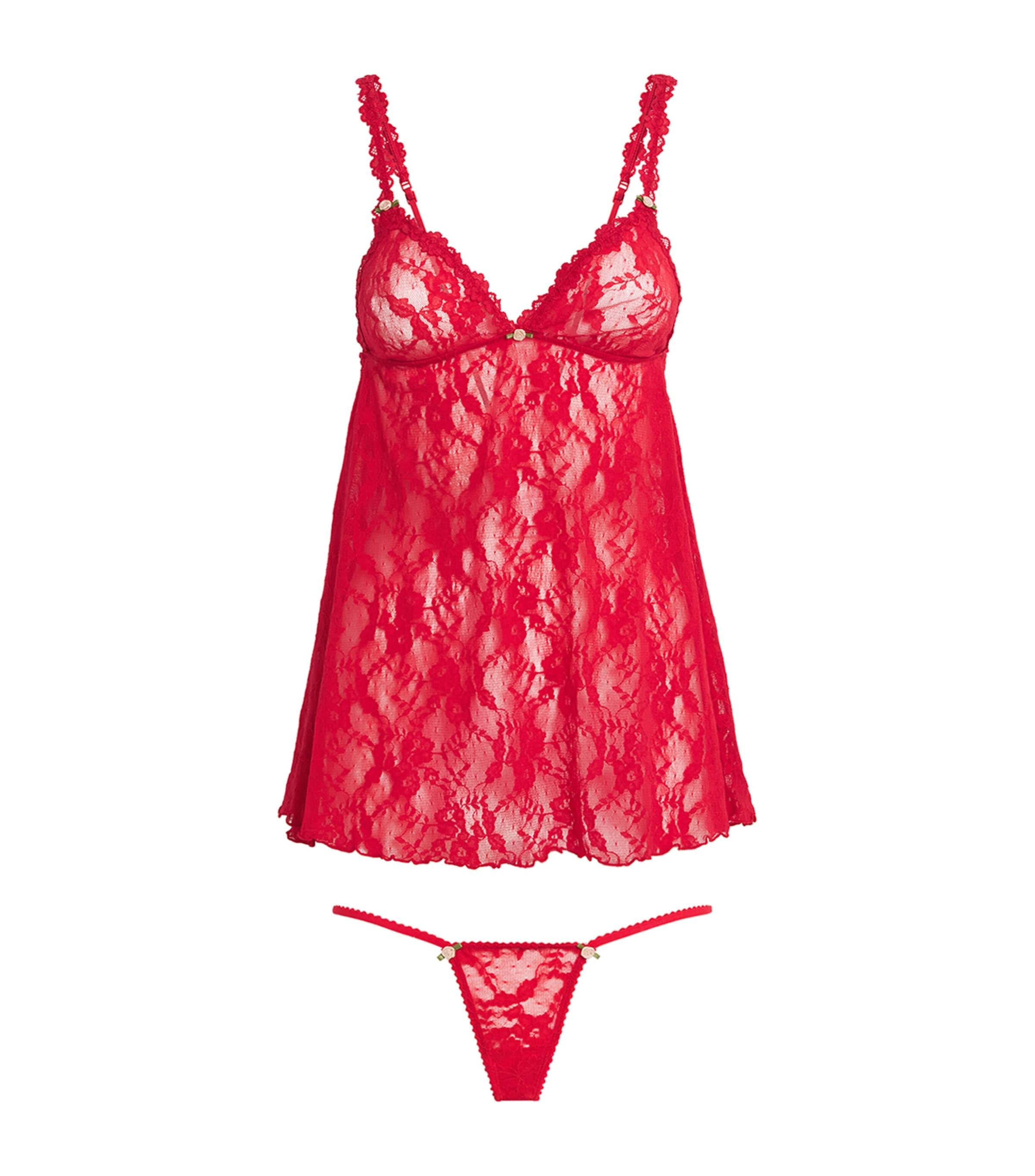 Skims Stretch Lace Cami and Thong Set by SKIMS