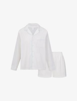 Sleep Long Sleeve Top and Boxer Cotton-Poplin Set by SKIMS