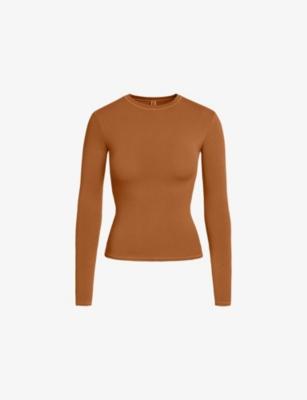 Slim-Fit Long-Sleeves Stretch-Cotton T-Shirt by SKIMS