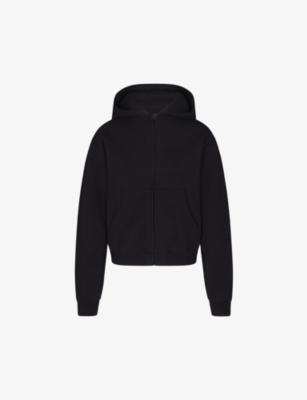 Split kangaroo-pocket cotton-fleece hoody by SKIMS