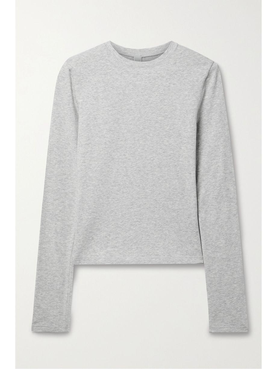 Stretch-cotton jersey top - Light Heather Gray by SKIMS