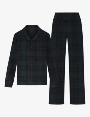 Uni long-sleeve checked stretch-woven pyjama and slippers set by SKIMS