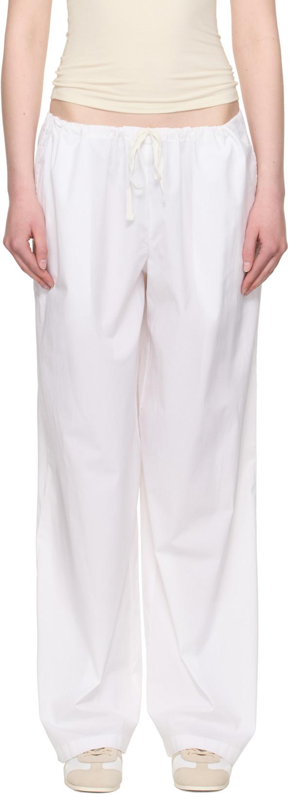 White Cotton Poplin Straight Leg Pyjama Pants by SKIMS