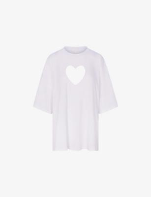 Worn-In Oversized Heart Cotton-Jersey T-Shirt by SKIMS