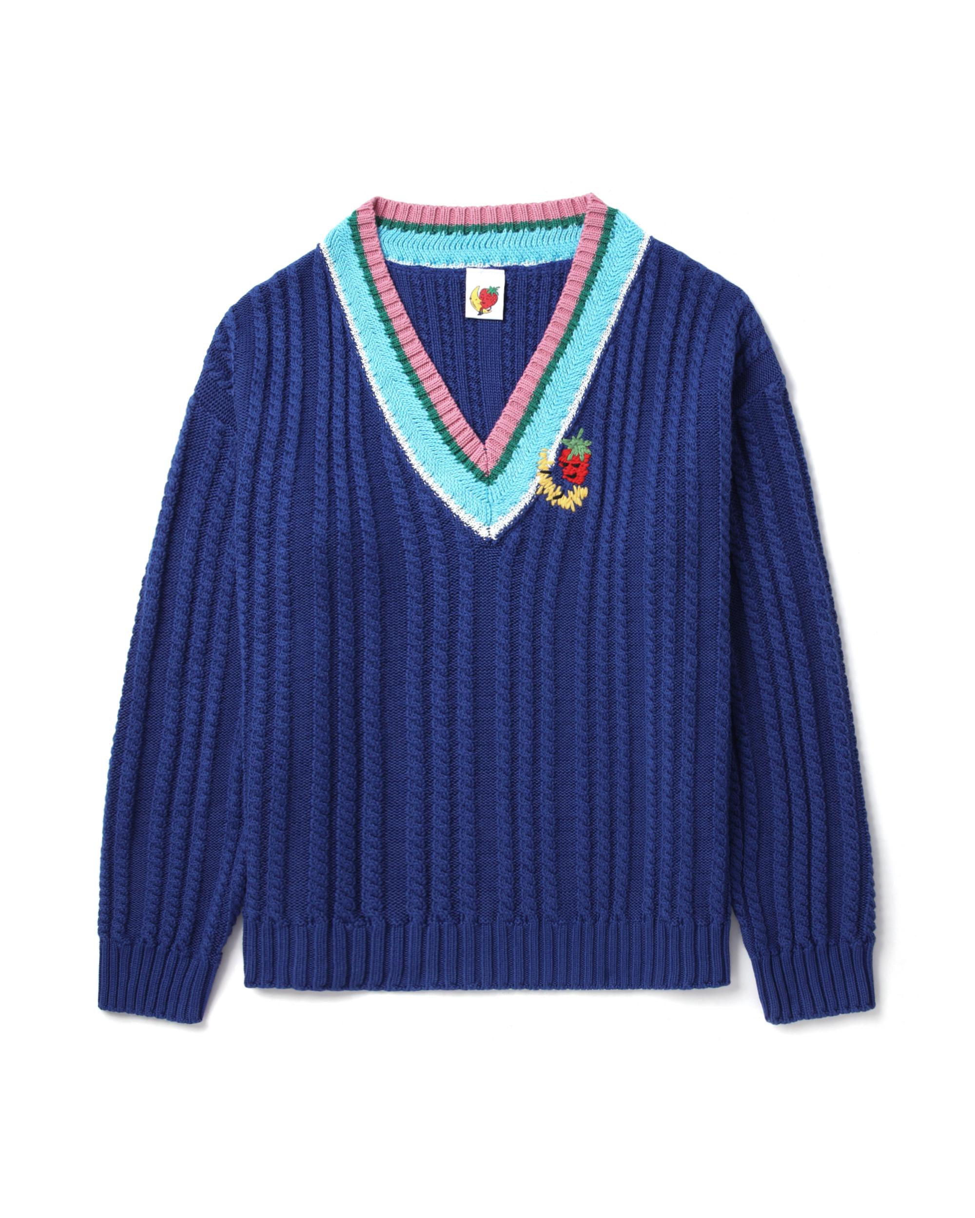 Cable knit V-neck sweater by SKY HIGH FARM WORKWEAR