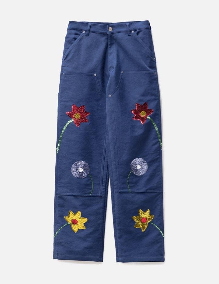 Sequin Embroidered Flowers Denim by SKY HIGH FARM WORKWEAR