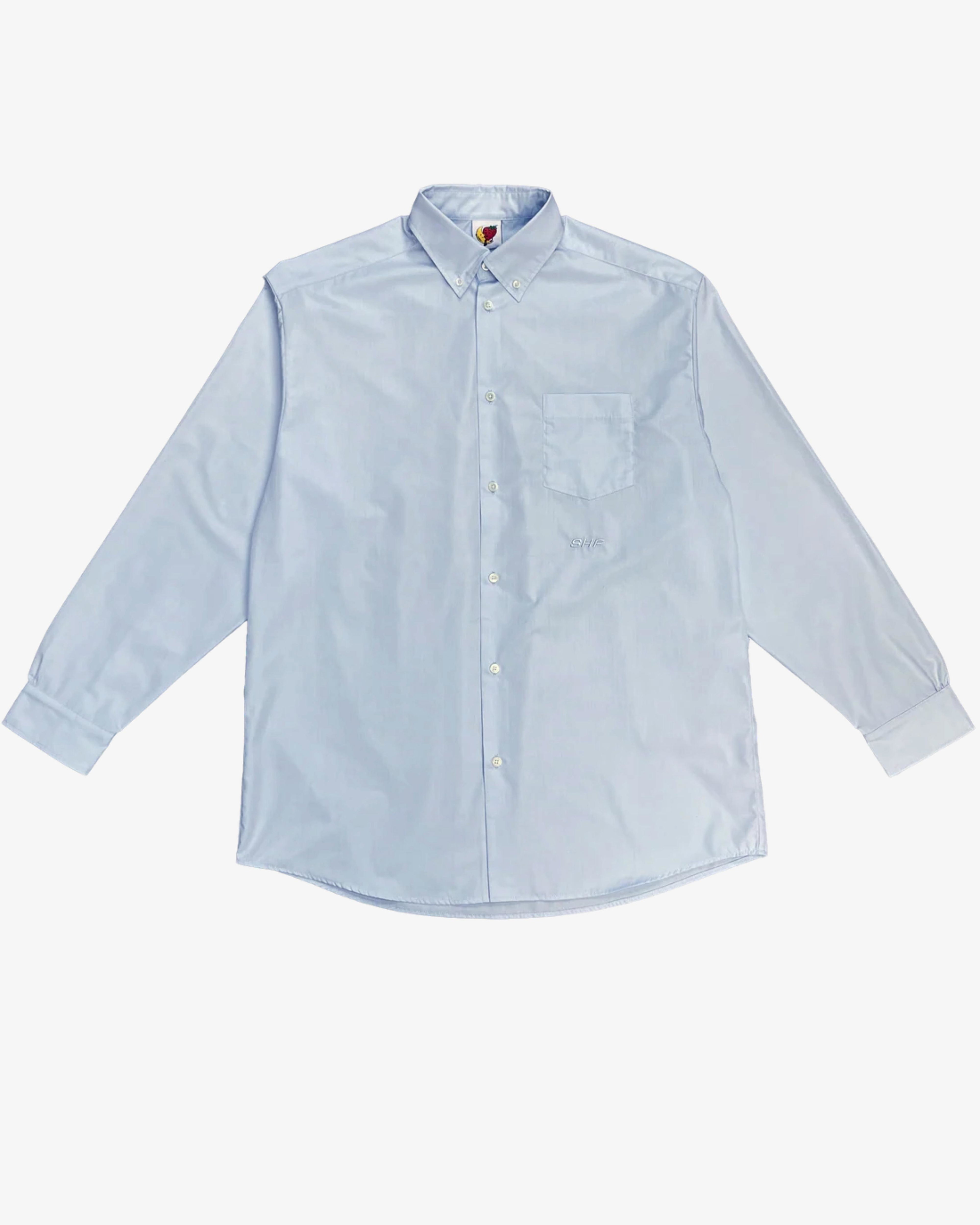 Sky High Farm Workwear - Men's Plain Button Down Shirt Woven - (Blue) by SKY HIGH FARM WORKWEAR