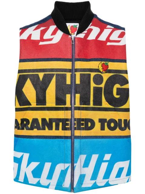 graphic-logo denim gilet by SKY HIGH FARM WORKWEAR