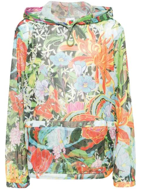 graphic-print mesh hoodie by SKY HIGH FARM WORKWEAR