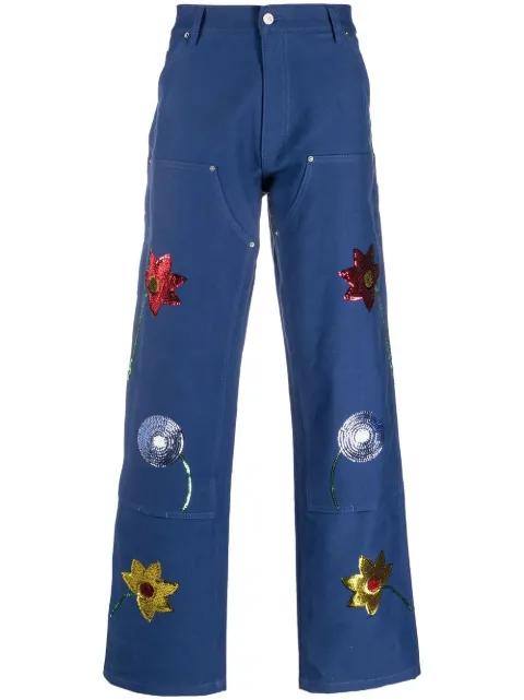 sequin-embellished detail trousers by SKY HIGH FARM WORKWEAR
