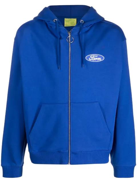 slogan-print zip-up hoodie by SKY HIGH FARM WORKWEAR