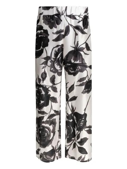 rose-print silk trousers by SLEEP NO MORE