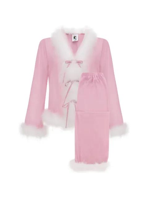 Afrodita faux fur-trim pajama set by SLEEPER