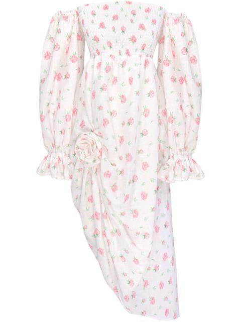 Atlanta rose-print linen dress by SLEEPER