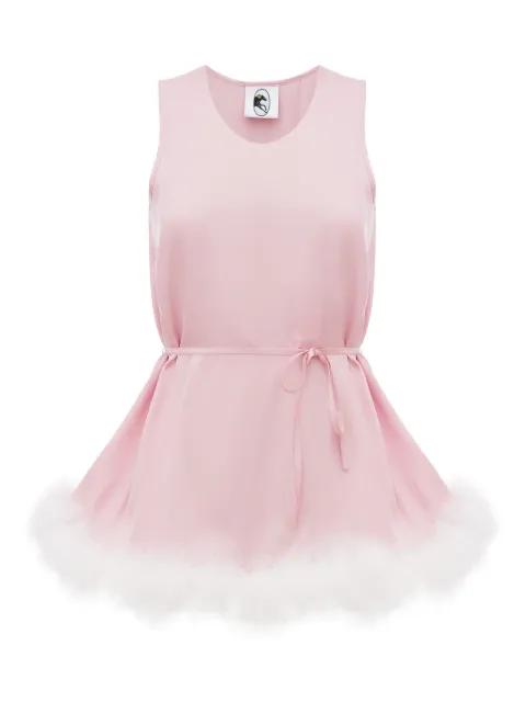 Bisou Bisou feather-trim top by SLEEPER