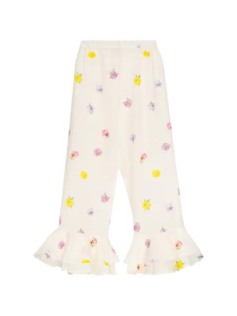Cha-Cha floral-print ruffled trousers by SLEEPER