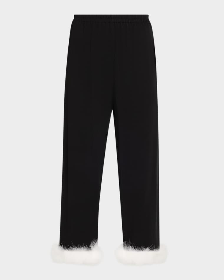 Cropped Feather-Cuff Viscose Pants by SLEEPER