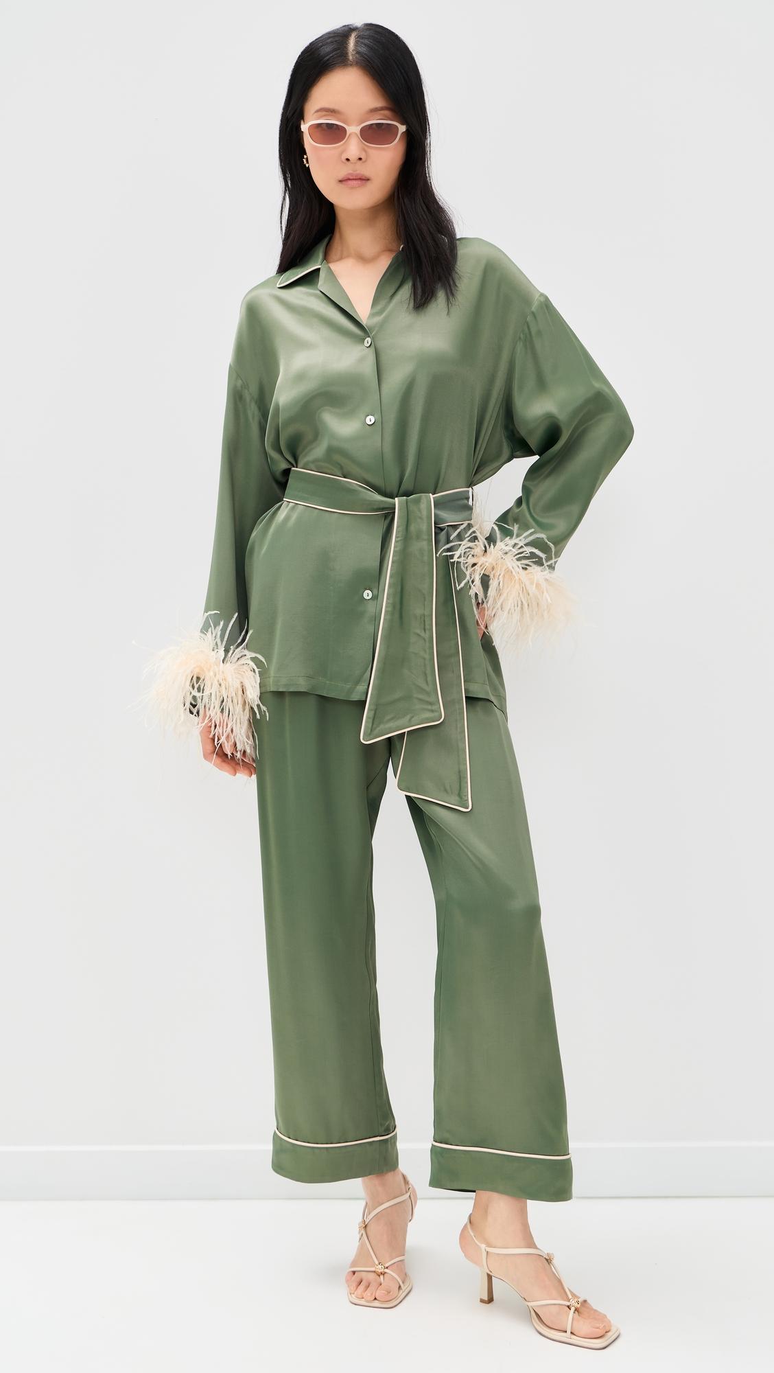 Miss Cat Belted Pajama Set with Detachable Feathers by SLEEPER