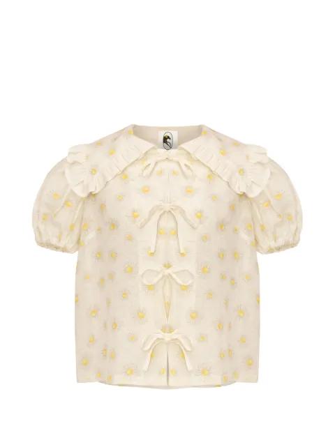 Puff linen loungewear blouse by SLEEPER