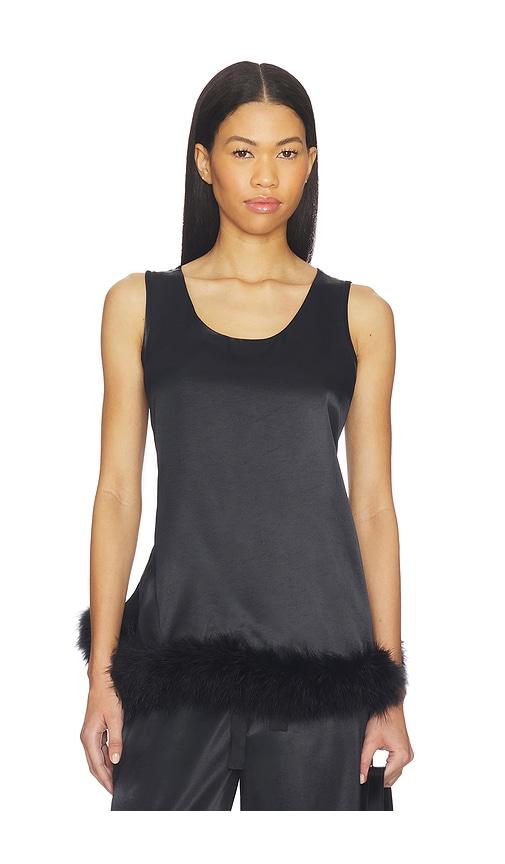 Sleeper Bisou Bisou Top With Feathers in Black by SLEEPER