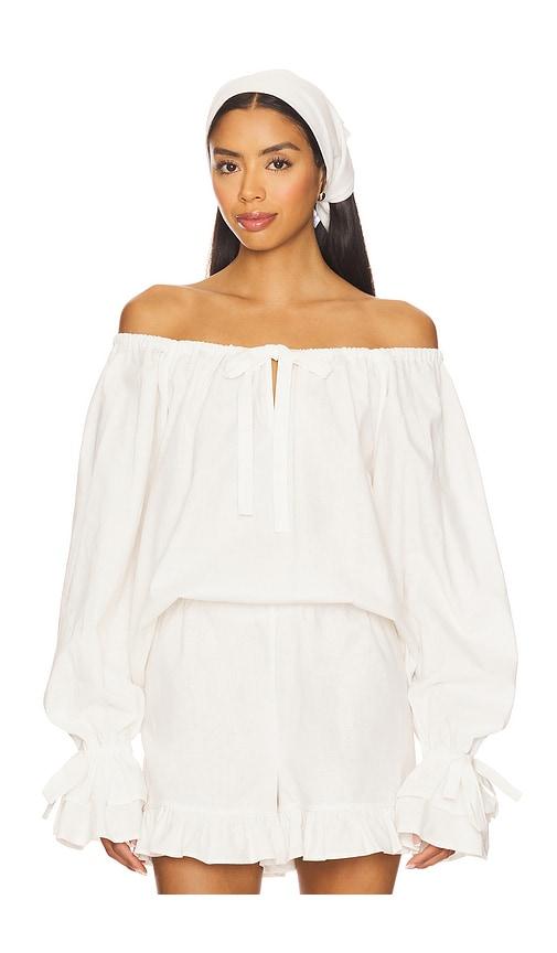 Sleeper Cha-cha Lounge Blouse in Ivory by SLEEPER