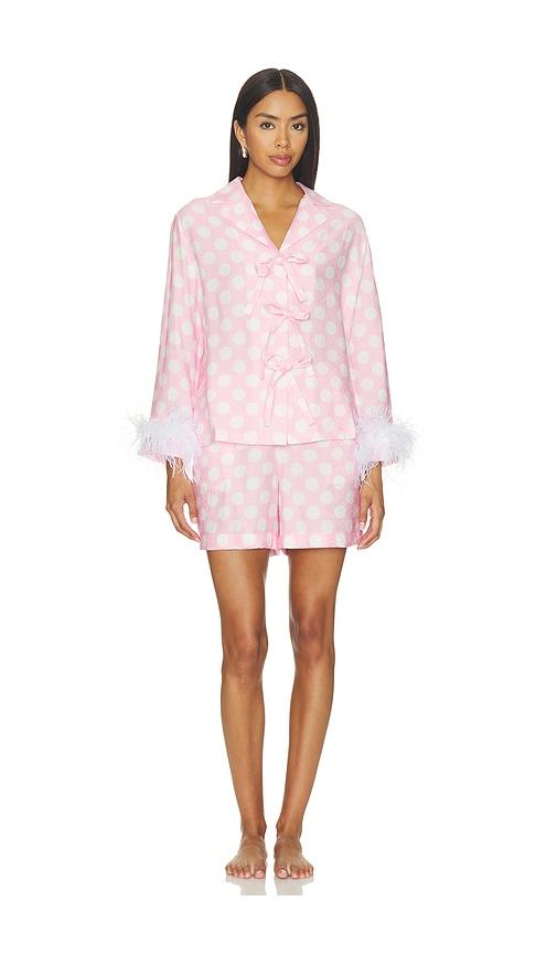 Sleeper The Bow Set With Shorts With Detachable Feathers in Pink by SLEEPER
