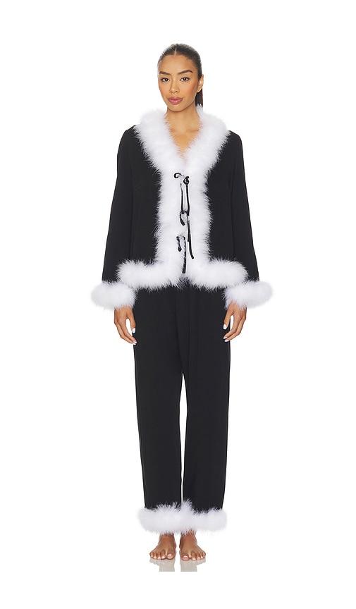 Sleeper Venus in Love Blouse & Pants With Feathers in Black by SLEEPER