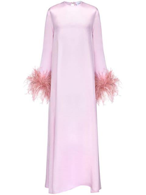 Suzi detachable feather-cuffs maxi dress by SLEEPER
