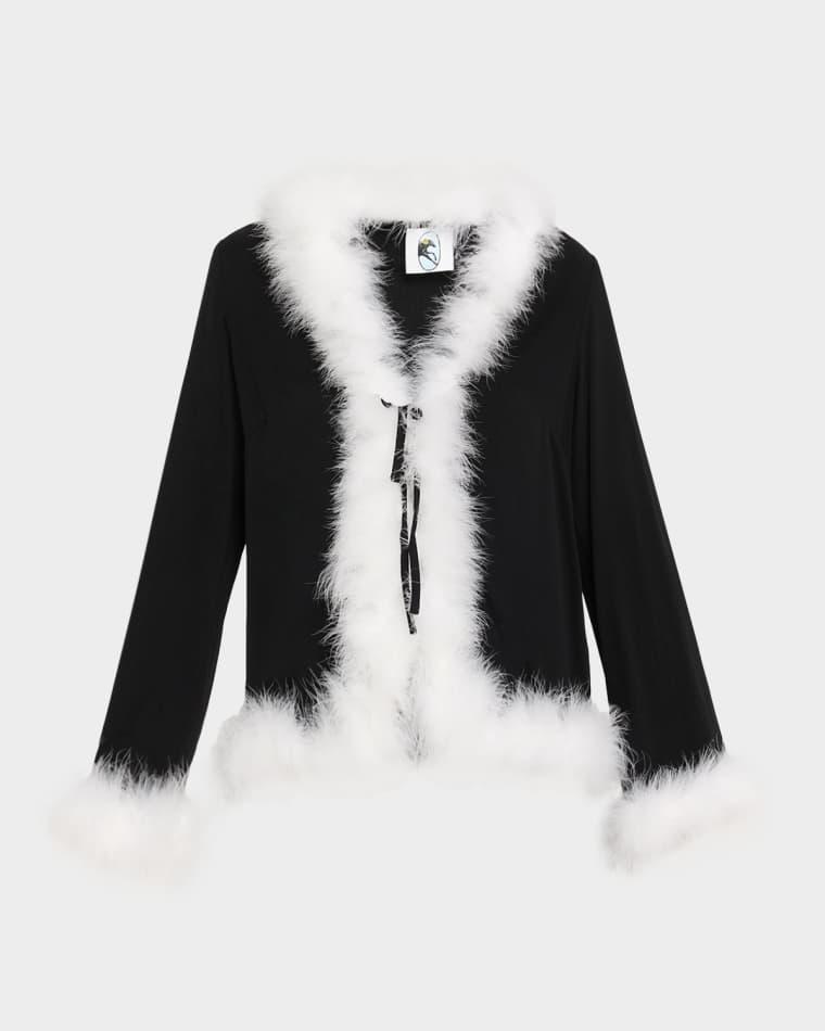 Tie-Front Feather Viscose Blouse by SLEEPER