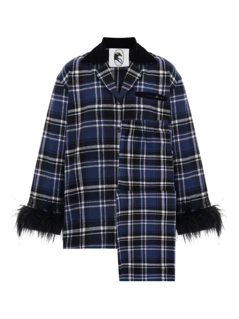 checked feather-trimmed pajama by SLEEPER