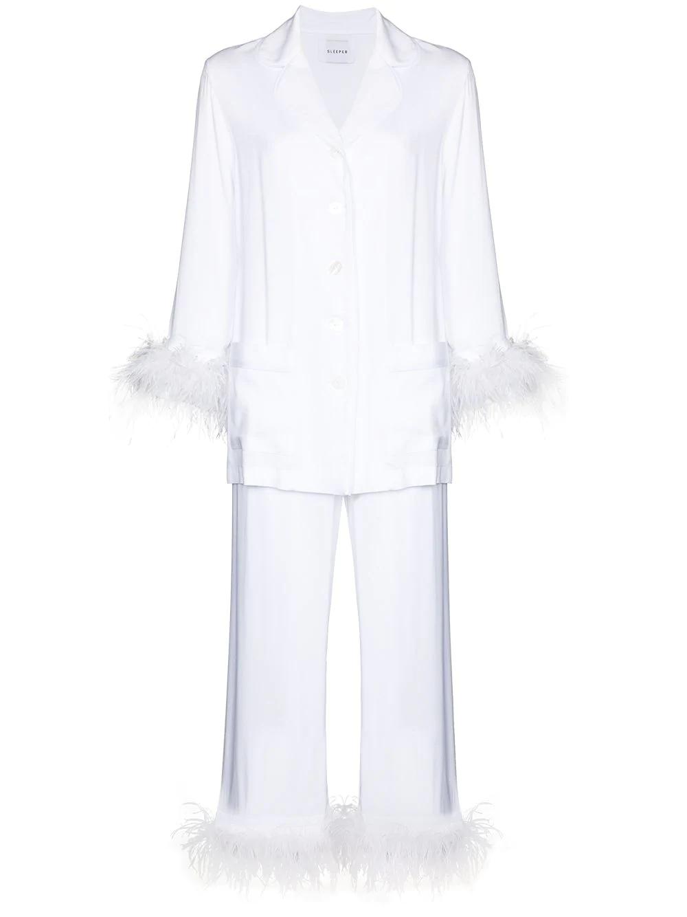feather-trim two-piece pyjama by SLEEPER