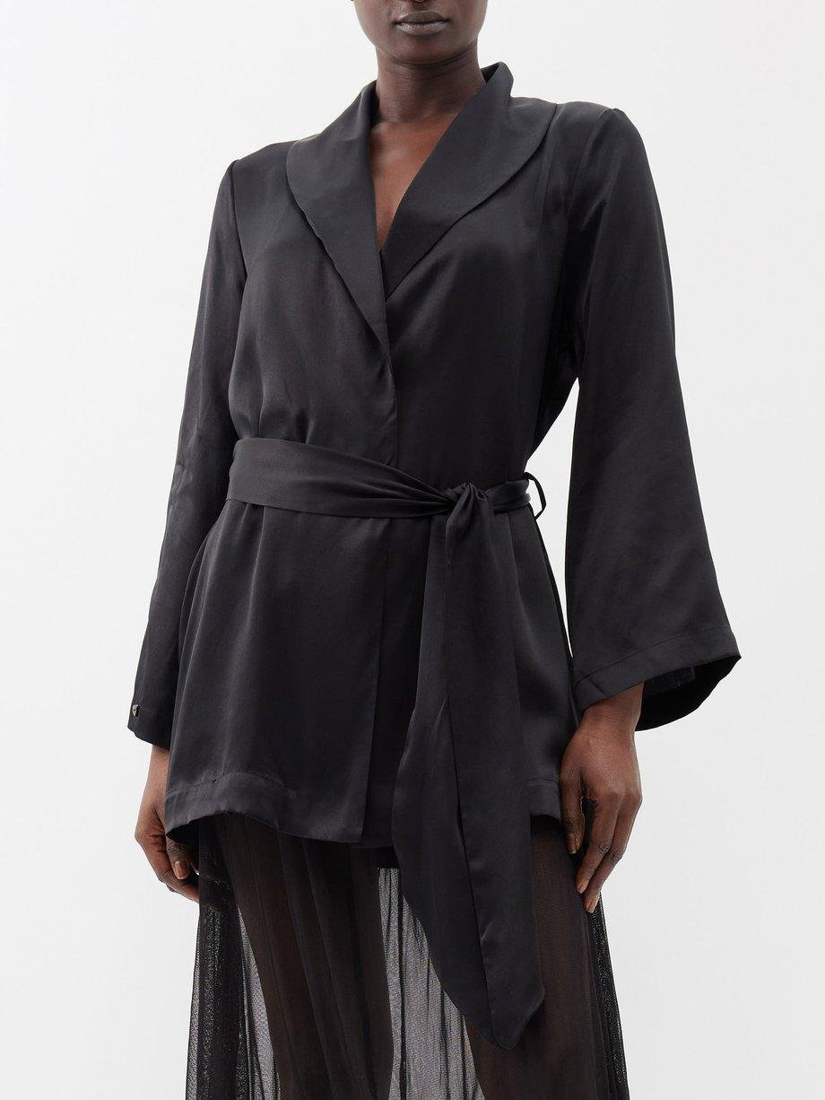Bon Vivant belted silk-satin robe by SLEEPING WITH JACQUES