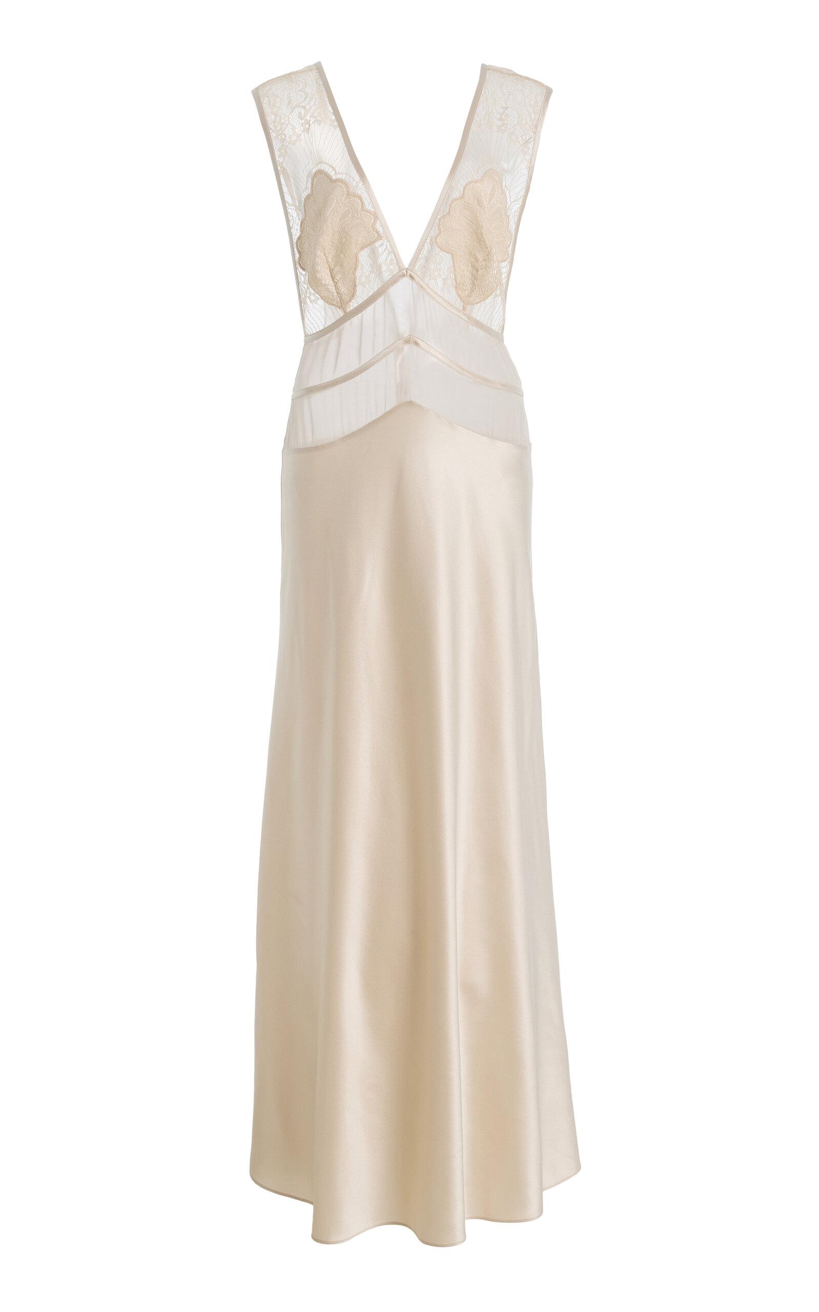 Sleeping with Jacques Exclusive Pascal Lace-Inset Silk Maxi Dress - Moda Operandi by SLEEPING WITH JACQUES