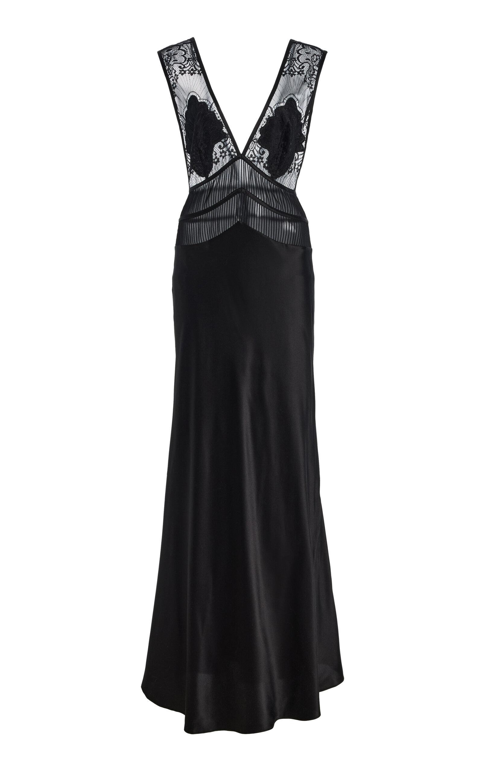 Sleeping with Jacques Exclusive Pascal Lace-Inset Silk Maxi Dress - Moda Operandi by SLEEPING WITH JACQUES