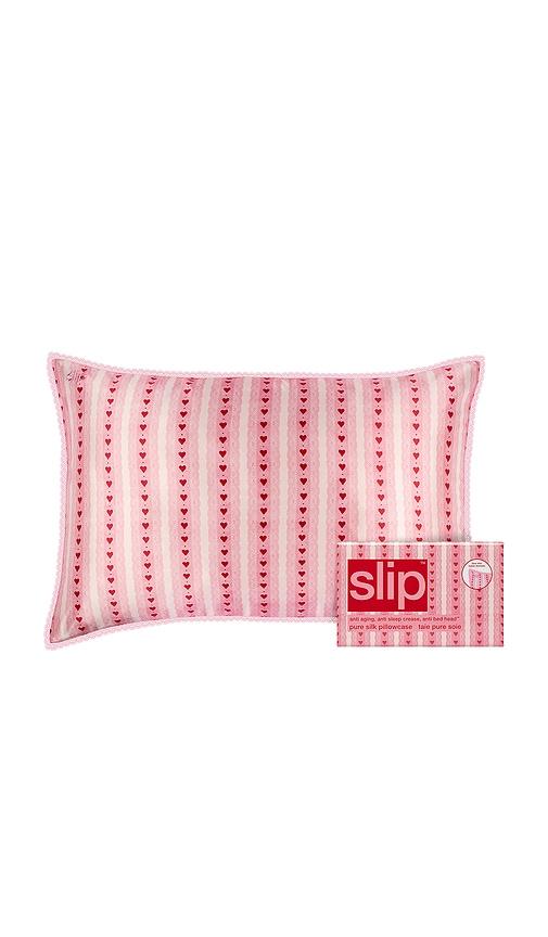 slip Pure Silk Queen Pillowcase With Lace Trim in Pink by SLIP