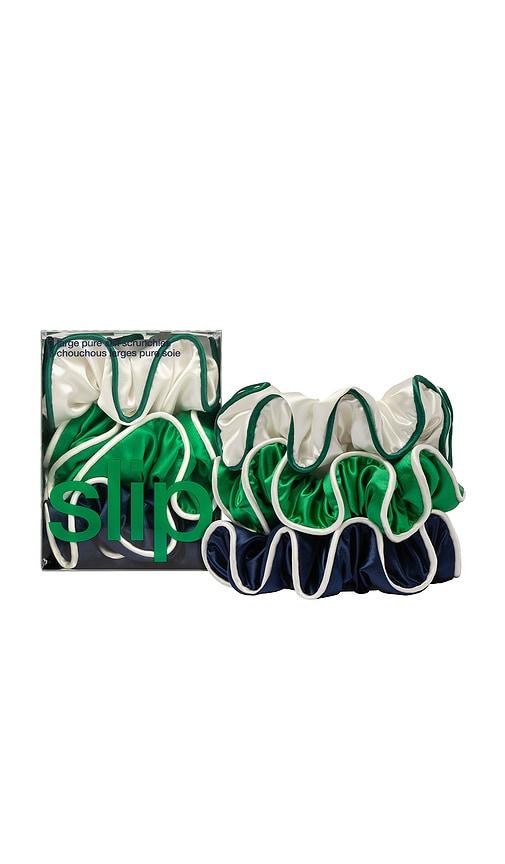 slip Set Of 3 Pure Silk Large Scrunchies in Game Day by SLIP