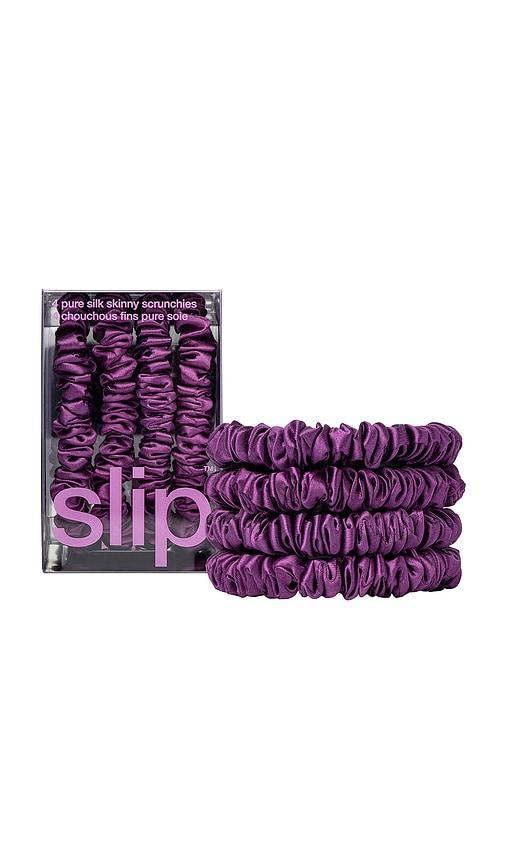 slip Skinny Scrunchies Set Of 4 in Dark Purple by SLIP